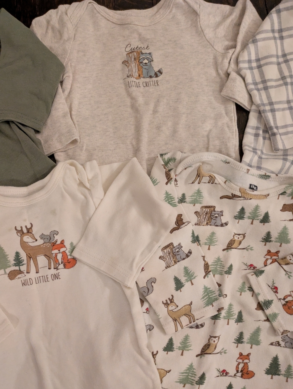 Hudson Baby Neutral & Woodland Print One-Piece Bodysuit Set - 5 Pack - Picture 3 of 4